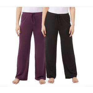 32 Degrees Ladies Lounge Pant 2-pack Womens Black Purple Comfy Cozy Drawstring